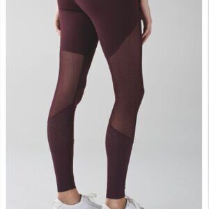 Lululemon Barre Star Leggings Yoga Athleisure Full-On Luon Bordeaux Drama Size 6